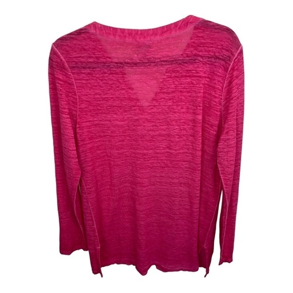 Chico's Hot Pink 100% Linen Long Sleeve Tunic Top Barbiecore sz S (Chico 0) - Picture 4 of 6